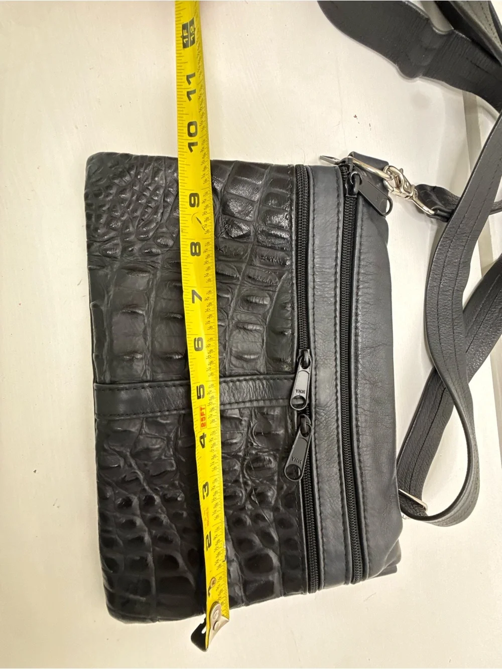 Black Croc-Texture Crossbody Bag - Men